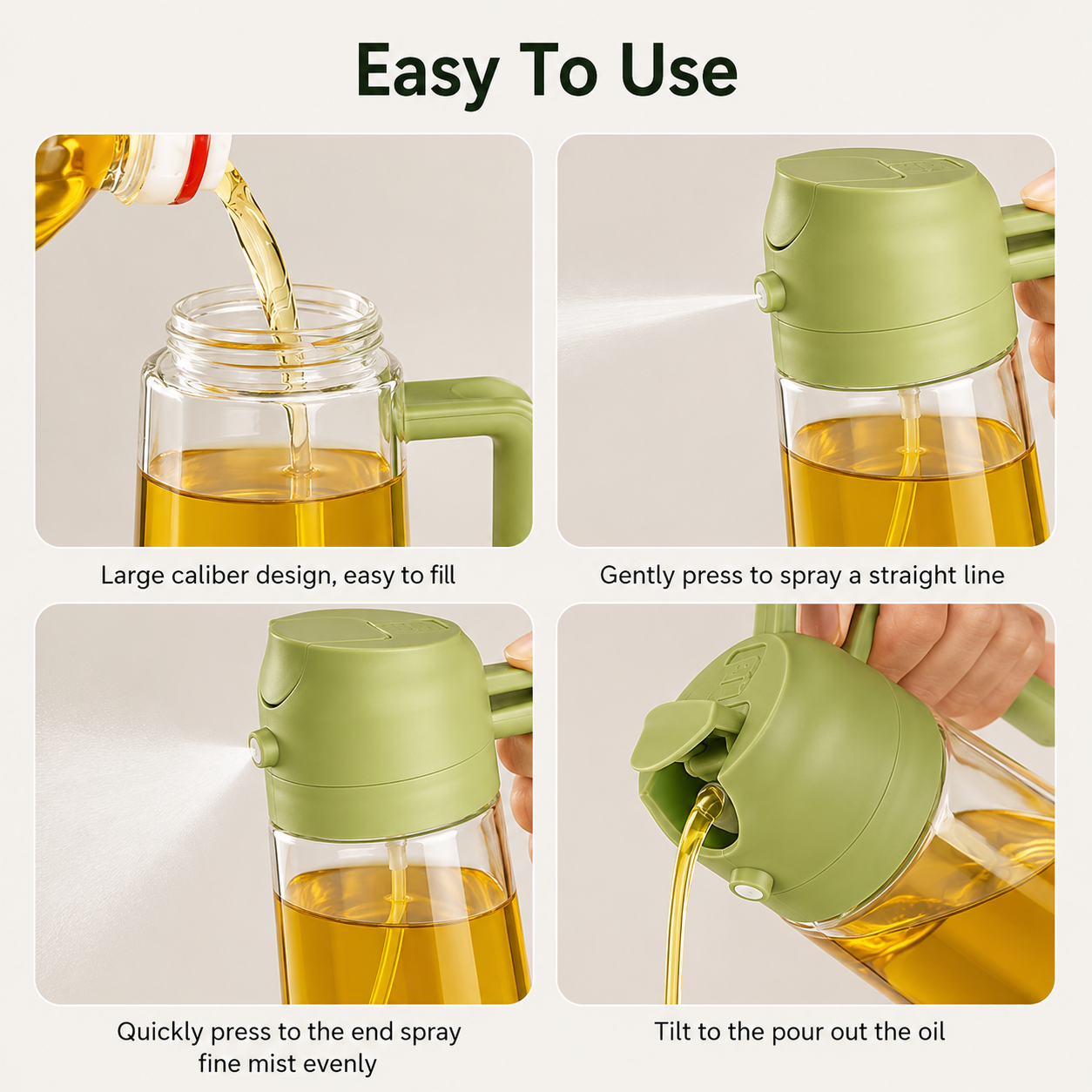 2-in-1 Oil Sprayer & Dispenser, 500ml, For Cooking and Air Fryer